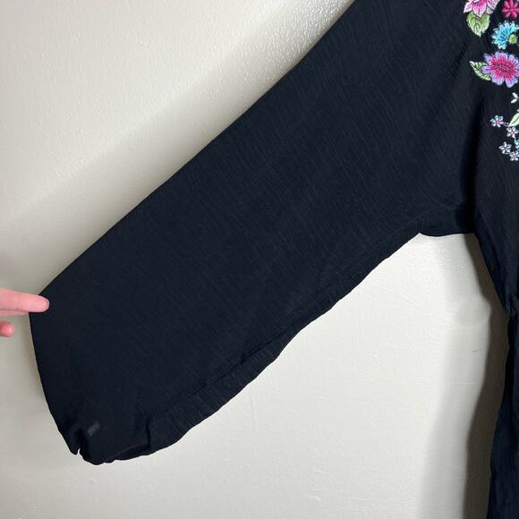 NWT Spiritual Gangster Zella Romper SMALL Black Floral Gauzy Embroidered Crinkle - Picture 6 of 11